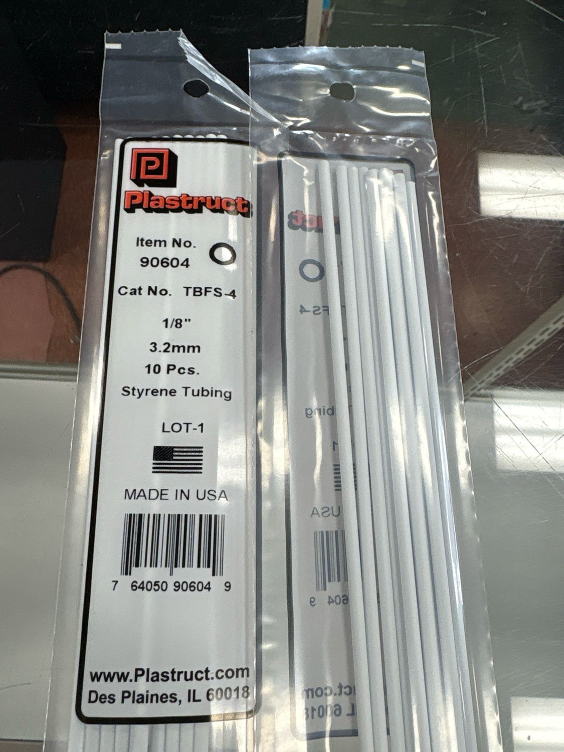 Plastruct 1/8” Styrene Tubing TBFS-4