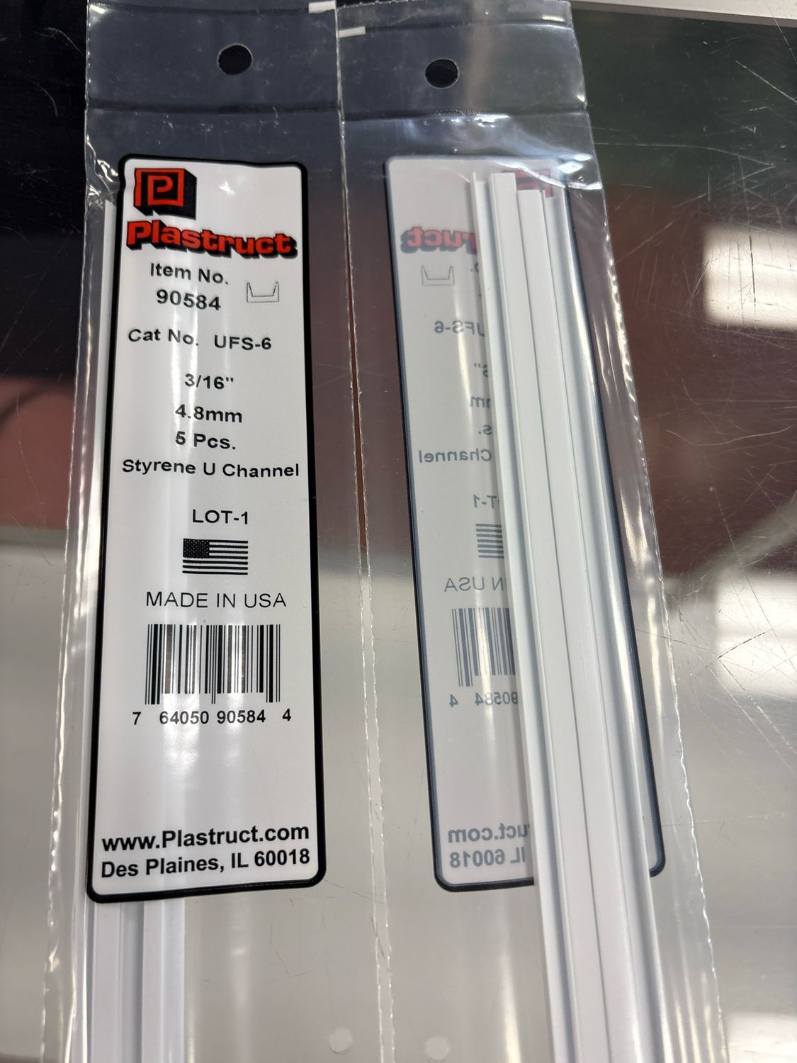 Plastruct 3/16” Styrene U Channel UFS-6