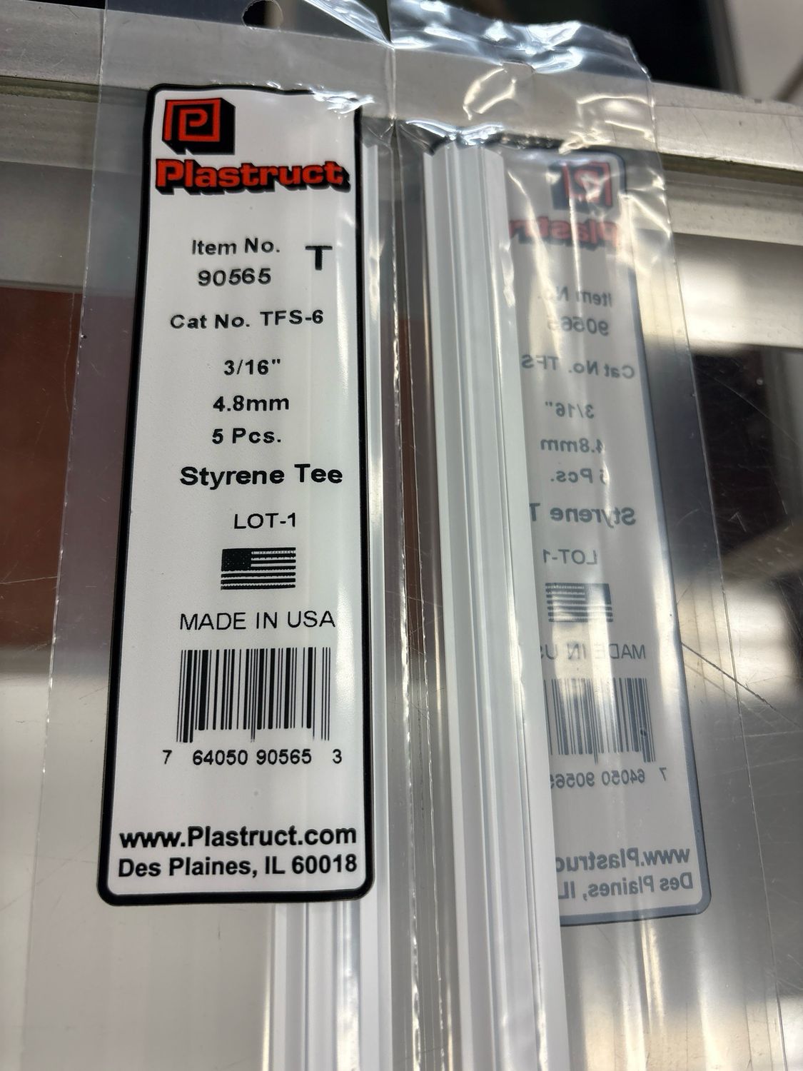 Plastruct 3/16” Styrene Tee TFS-6