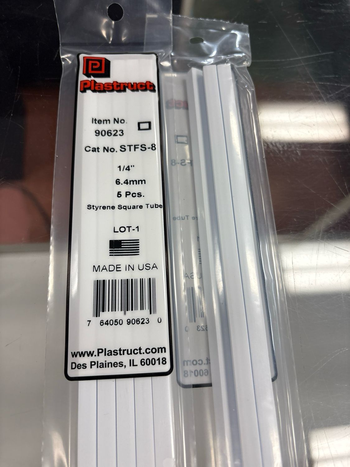 Plastruct 1/4” Styrene Square Tube STFS-8