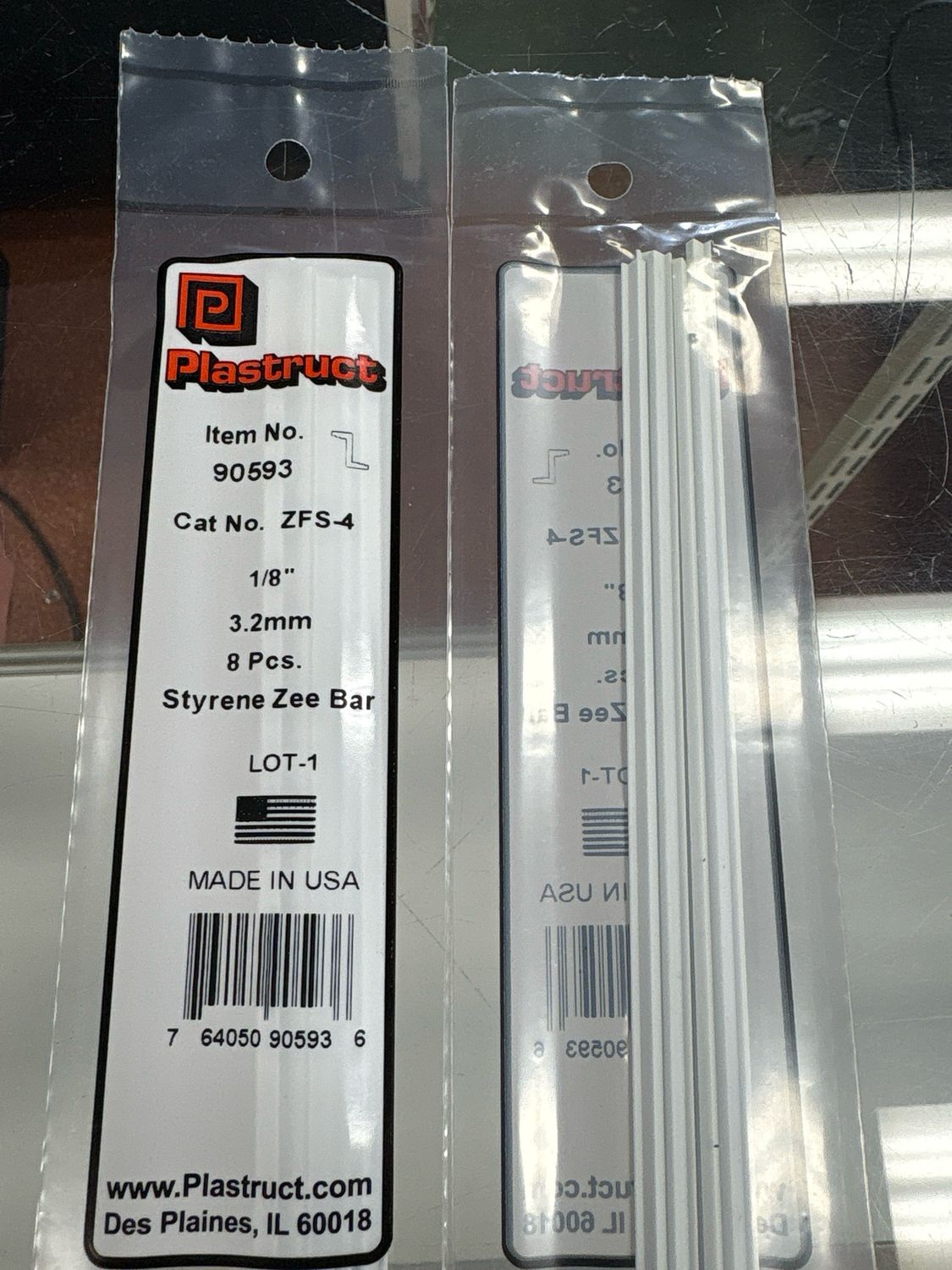 Plastruct 1/8” Styrene Zee Bar ZFS-4