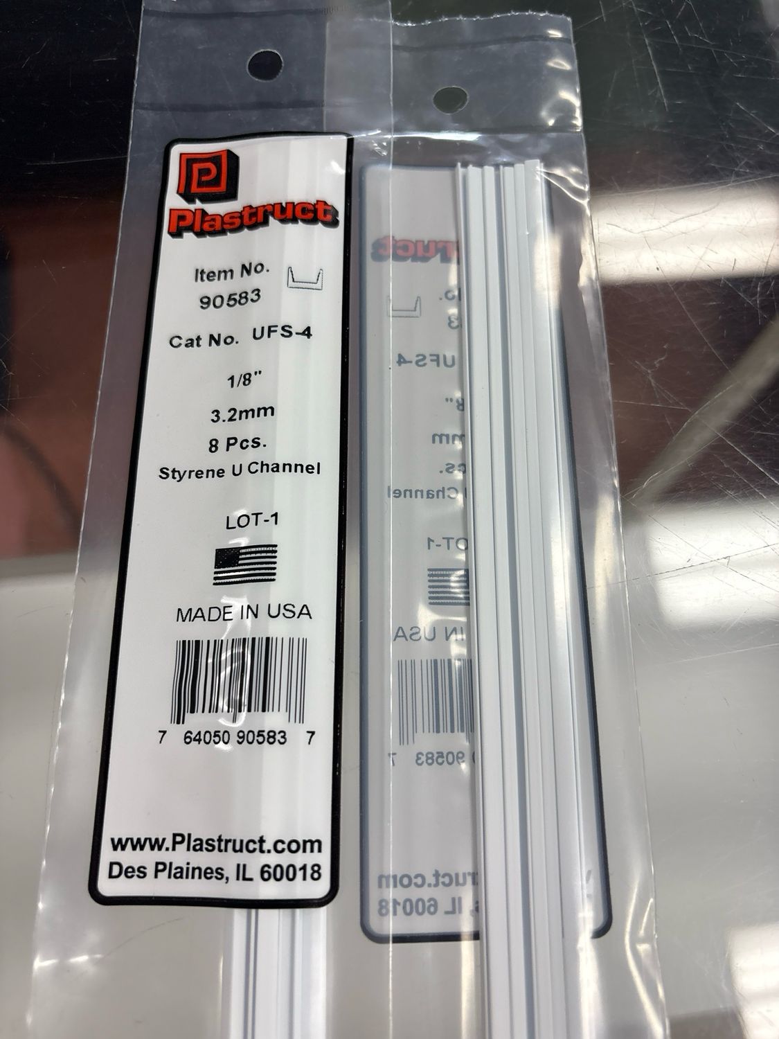 Plastruct 1/8” Styrene U Channel UFS-4