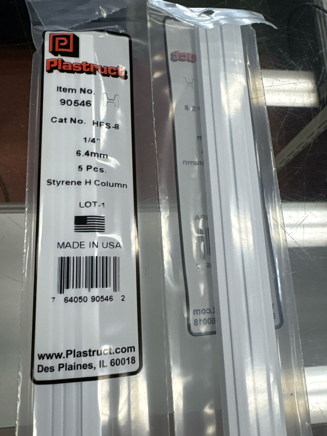 Plastruct 1/4” Styrene H Column HFS-8