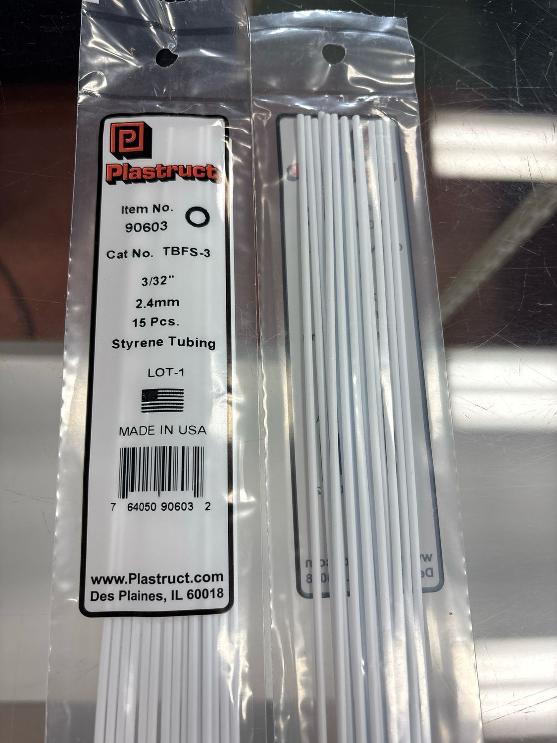 Plastruct 3/32” Styrene Tubing TBFS-3