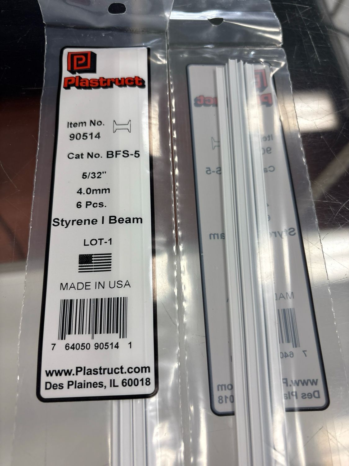 Plastruct 5/32” Styrene I Beam BFS-5