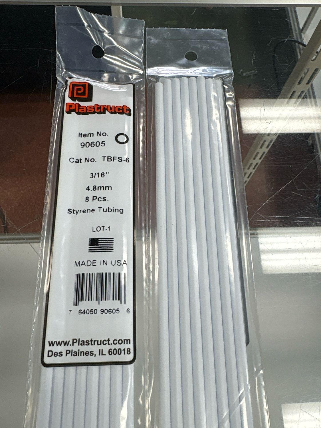 Plastruct 3/16” Styrene Tubing TBFS-6