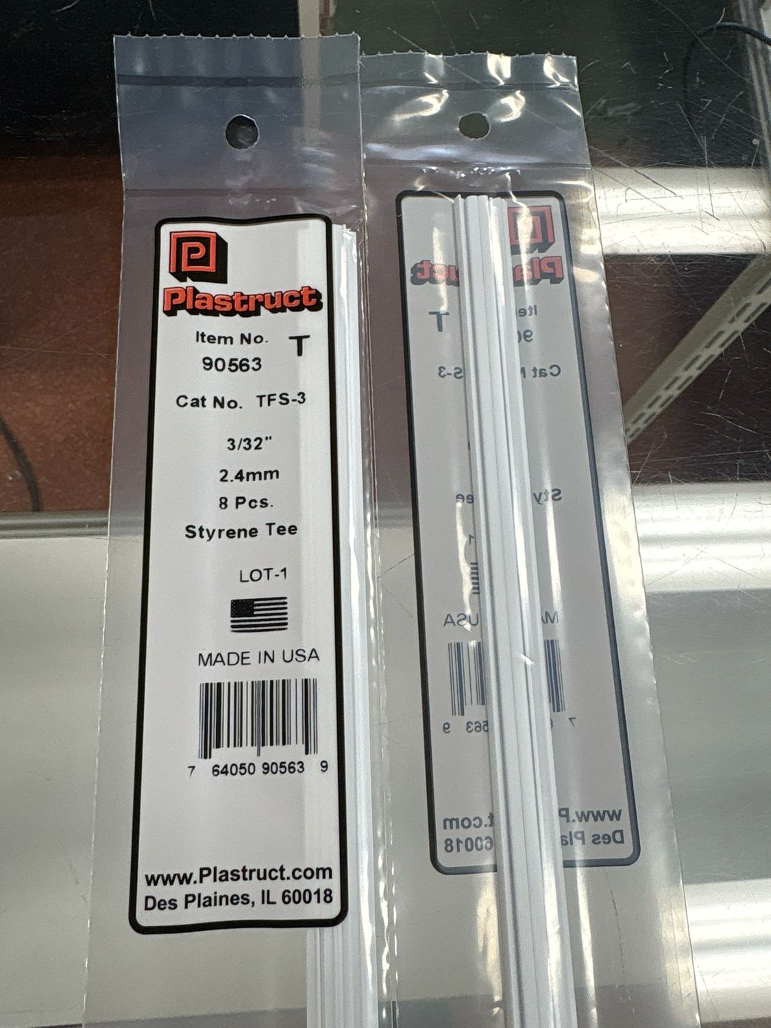 Plastruct 3/32” Styrene Tee TFS-3