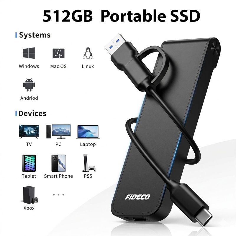 512GB Portable External SSD