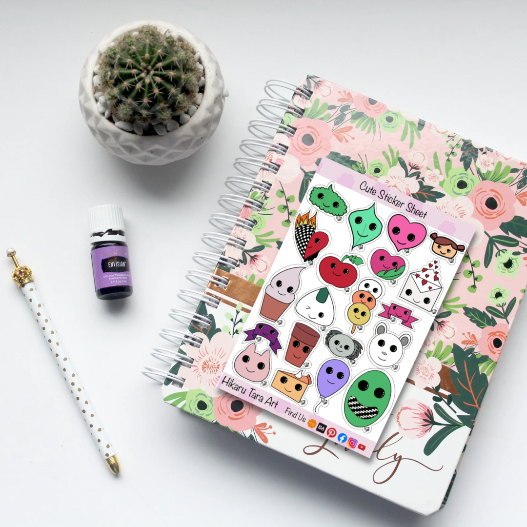 Cute Dreams Journal Sticker Sheet | Journal Sticker | Matte Sticker | Glossy Sticker | Planner Sticker | Artsy Sticker | Weatherproof | Sticker Sheet