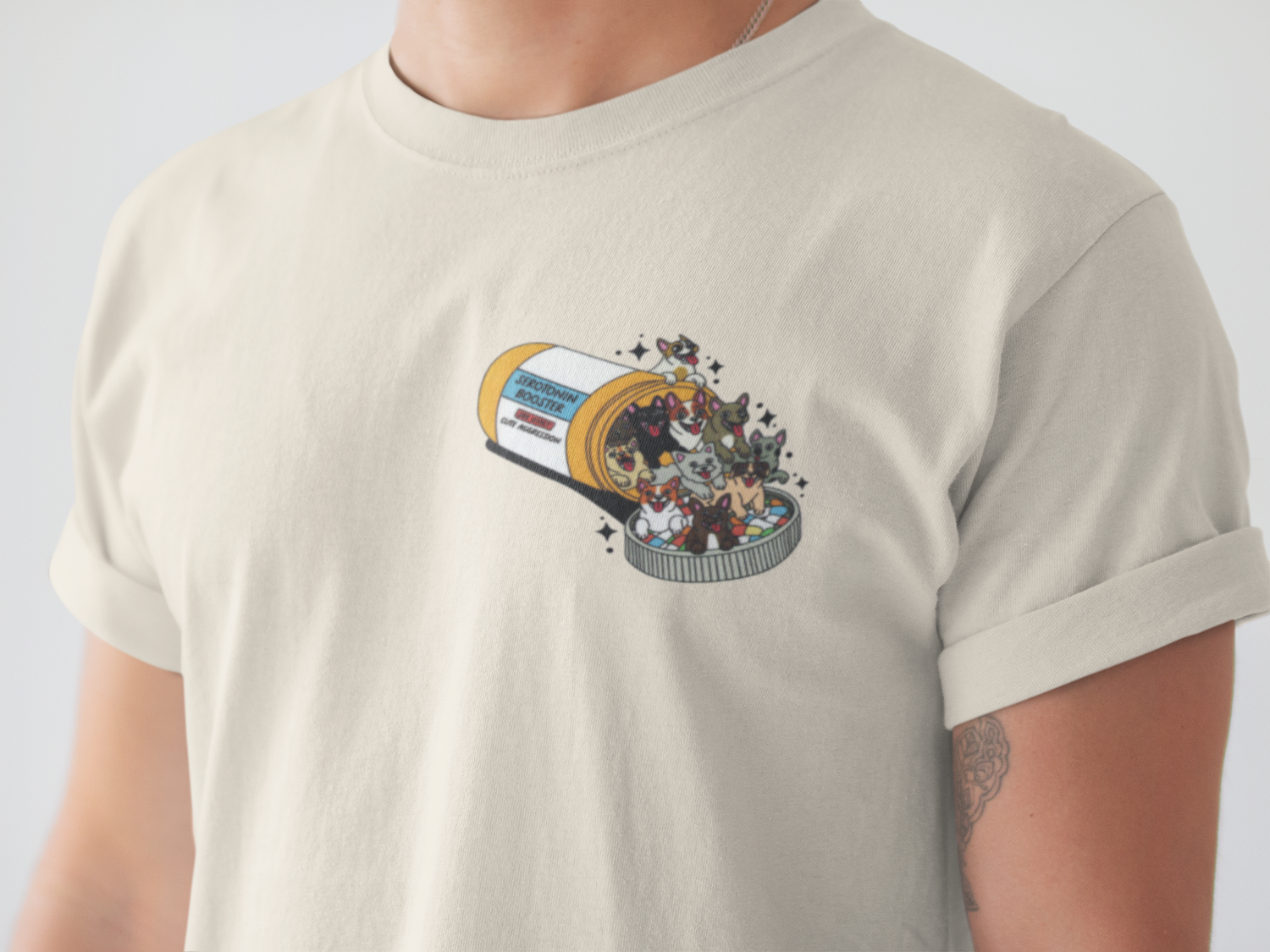 Serotonin Booster Cat and Dog (Left Chest Design) T-Shirt