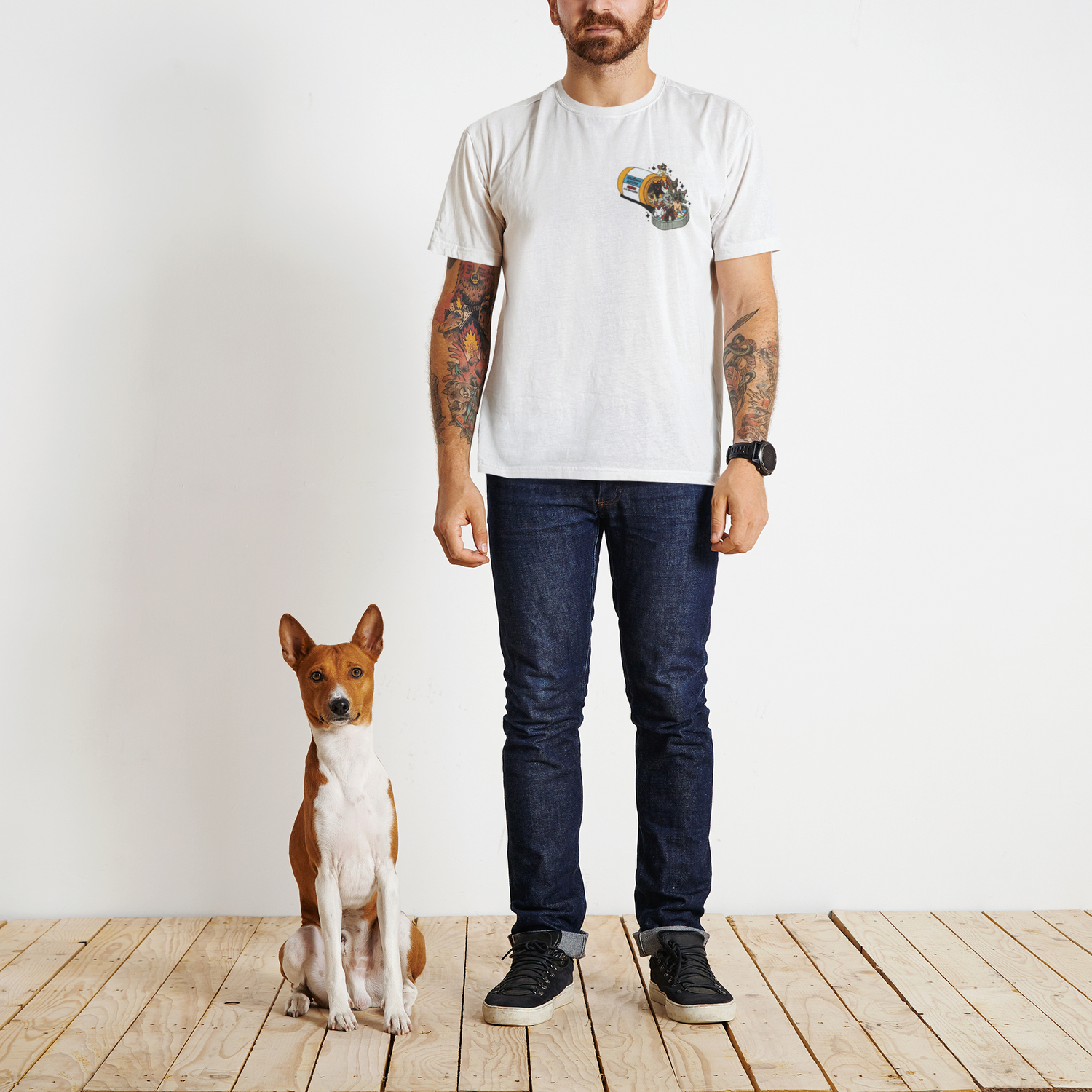 Serotonin Booster Cat and Dog (Left Chest Design) T-Shirt