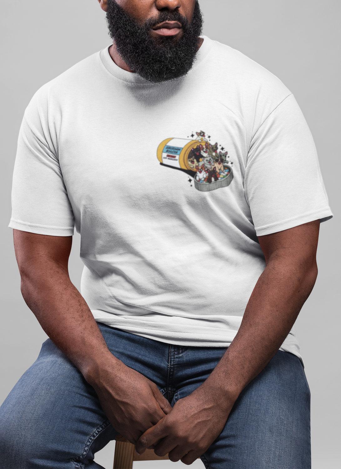 Serotonin Booster Cat and Dog (Left Chest Design) T-Shirt
