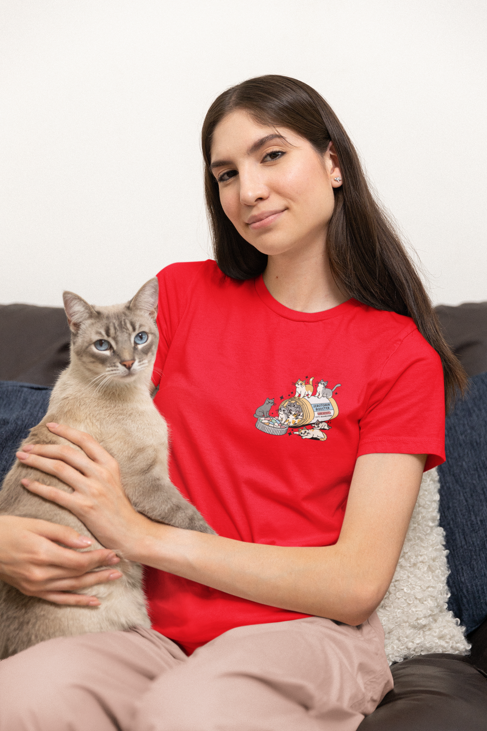 Serotonin Booster Cat and Dog (Left Chest Design) T-Shirt