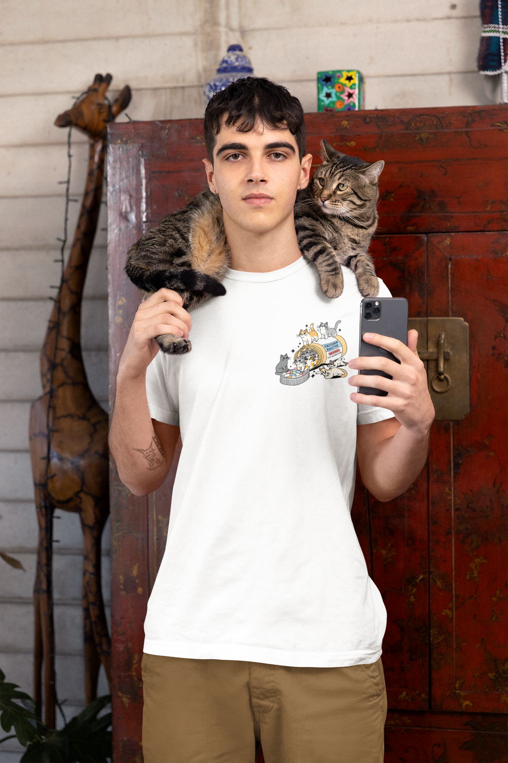 Serotonin Booster Cat and Dog (Left Chest Design) T-Shirt