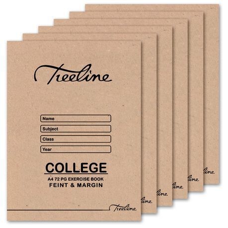 College Exercise Book A4 72 pg Feint &amp; Margin Pkt-20