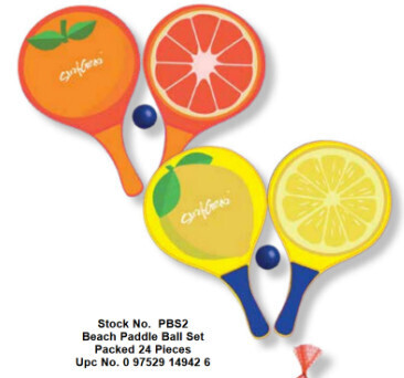 Orange/Lemon Beach Paddle Ball Set