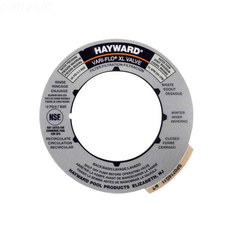 Hayward SP714T Valve Label