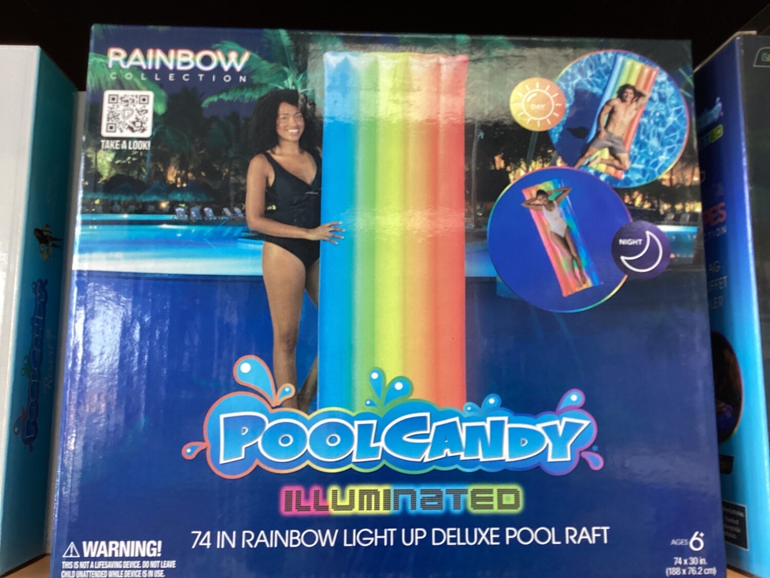 Rainbow Collection Illuminated LED Deluxe  Pool Raft - 74 x 30"