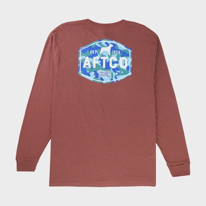 AFTCO Best Friend LS T-Shirt, Colour: Brick Heather, Size: Large