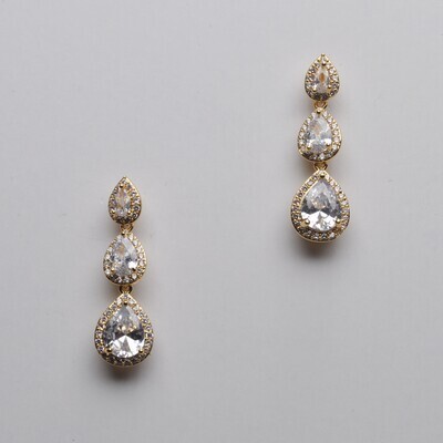 CR10443E1G CZ/G THREE TEARDROP DNGL EAR