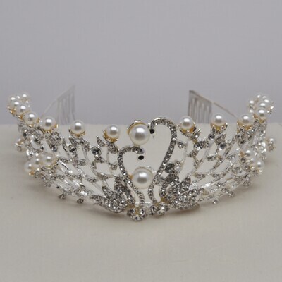 AF0498T39S1 PRL/CLR TWO SWAN SHP TIARA