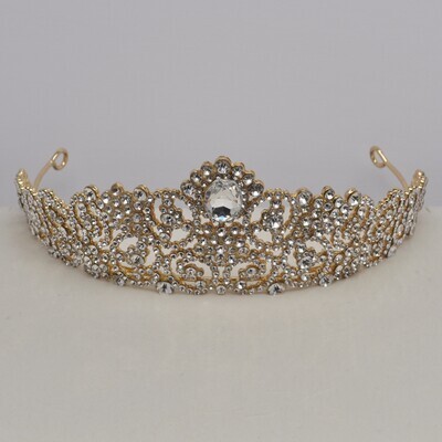 HJ2895T1G CLR/G OVAL STN SWIRLY TIARA