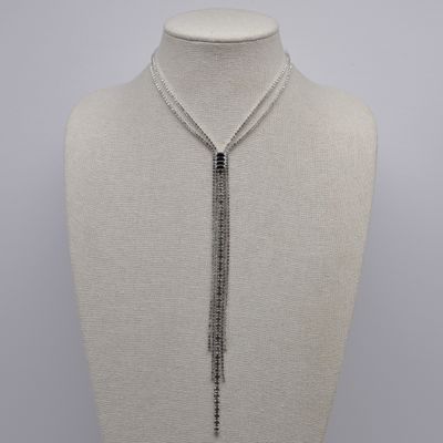 J18291N2S1 CZ/JET/CLR/S BAGUET STN TASSL NECK