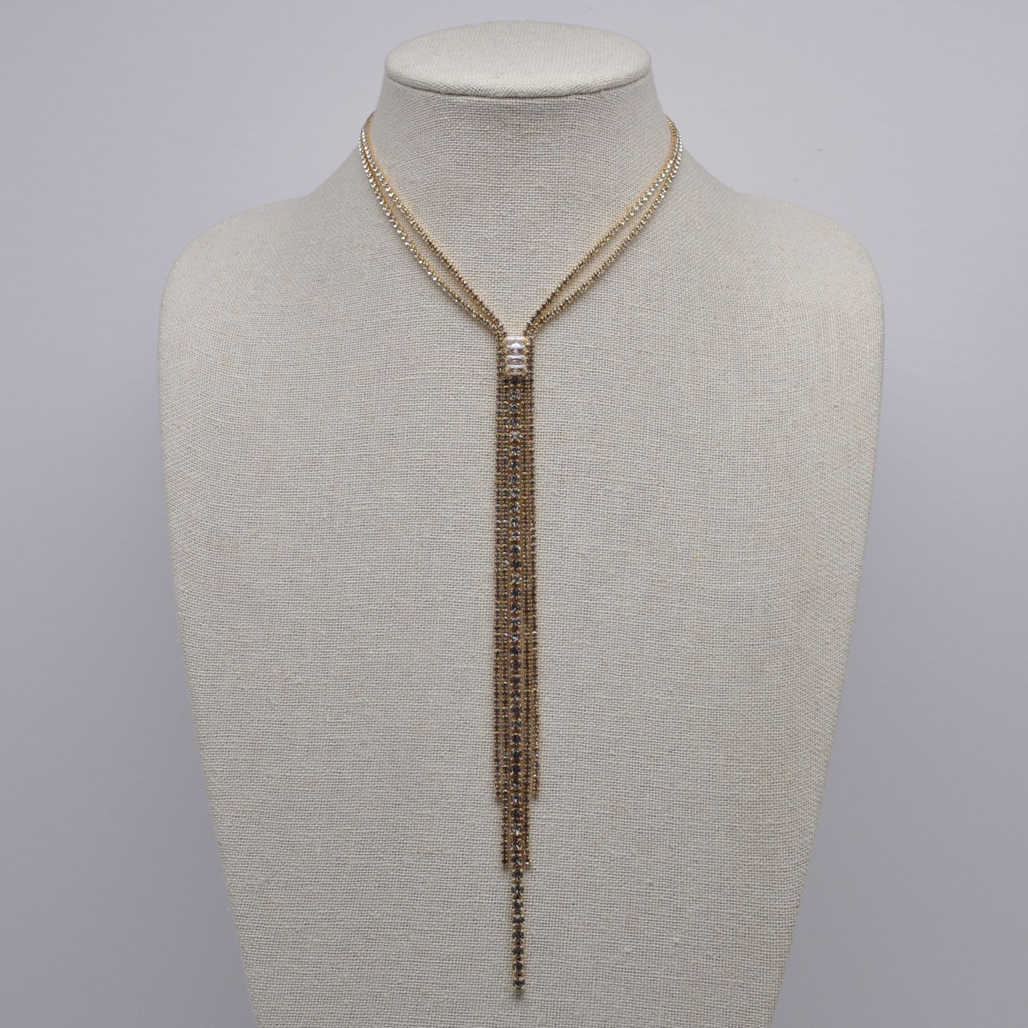 J18291N1G CZ/G BAGUET STN TASSL NECK