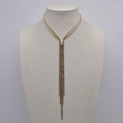 J18291N1G CZ/G BAGUET STN TASSL NECK