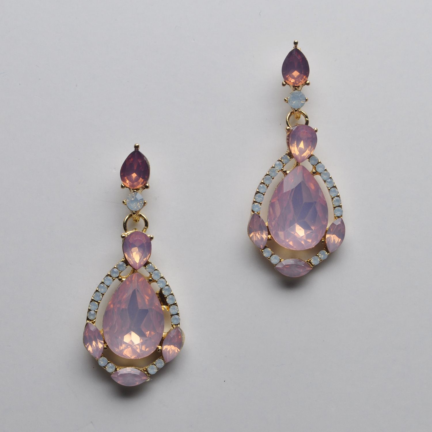 JU1815E33G  PINK OPAL SMALL TRDRP WITH LRGE TRDROP DANGLE ER
