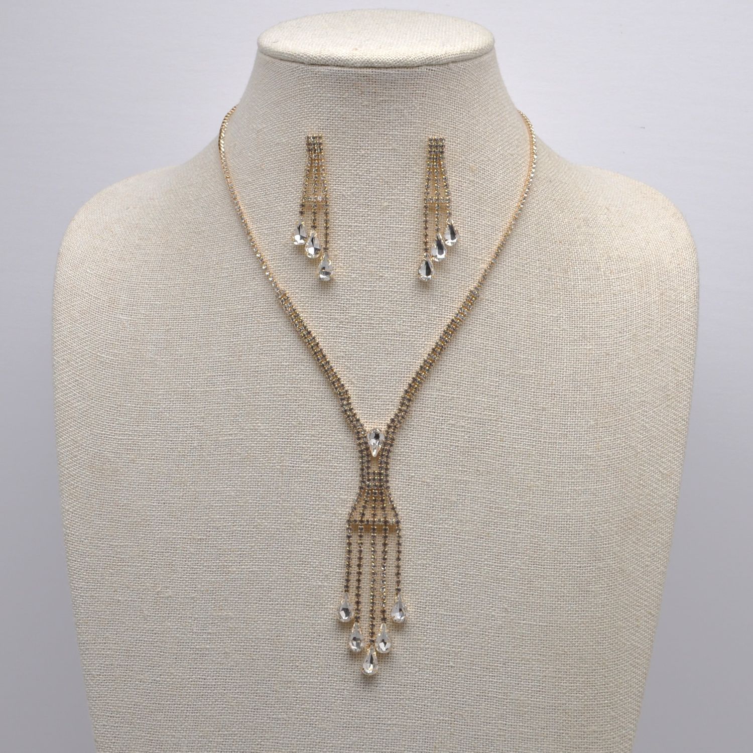 J18596S1G CLR/G TRDP DNGLS NECK SET