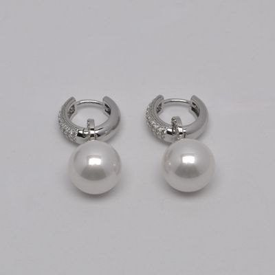 JL0297E39S1 WHITE PEARL /S  RS HOOP TOP DANGLE ROUND PEARL ER