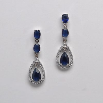CN00484E8S CZ MONT/S OVAL TOP TEARDROP  STONE DNGL EAR