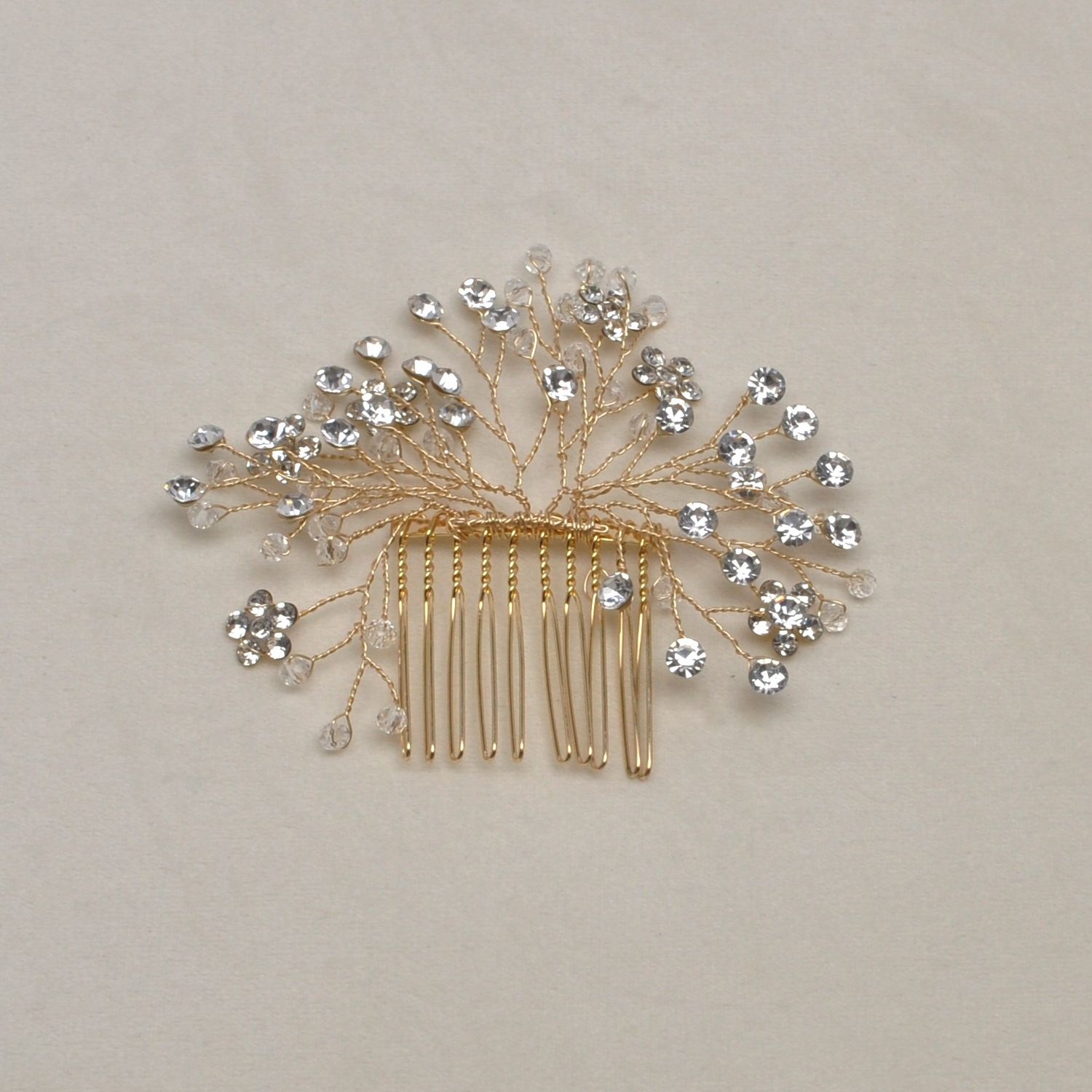 CN015604H1G RHINESTONE  FLOWER BRANCH COMB