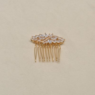 HJ4575H1G CZ/G LEAVES SHP HAIR COMB