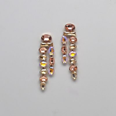 CN02110E61G PEACH/CHMPGN /G  LARGE 3.5&quot; LONG  TRDRP/OVAL/RECT  DNGL ER