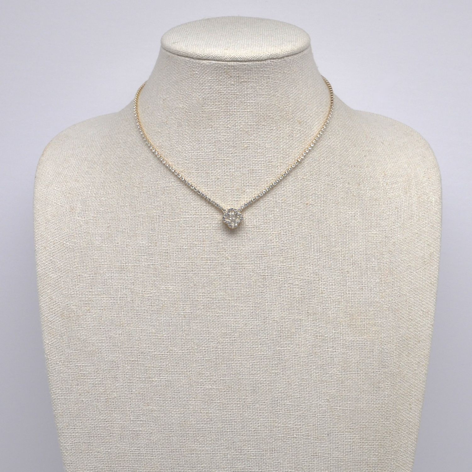CN01207N1G CZ/G CLOVER DNGL NECKLACE