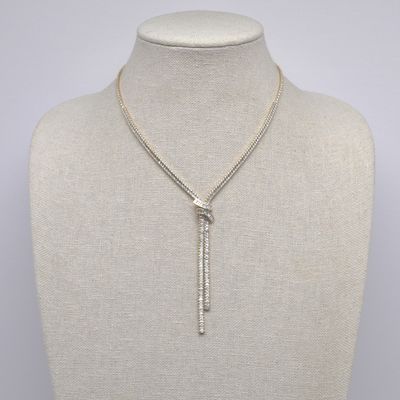 CN01209N1G CZ/G BAGUET STNS DNGL NECKLACE