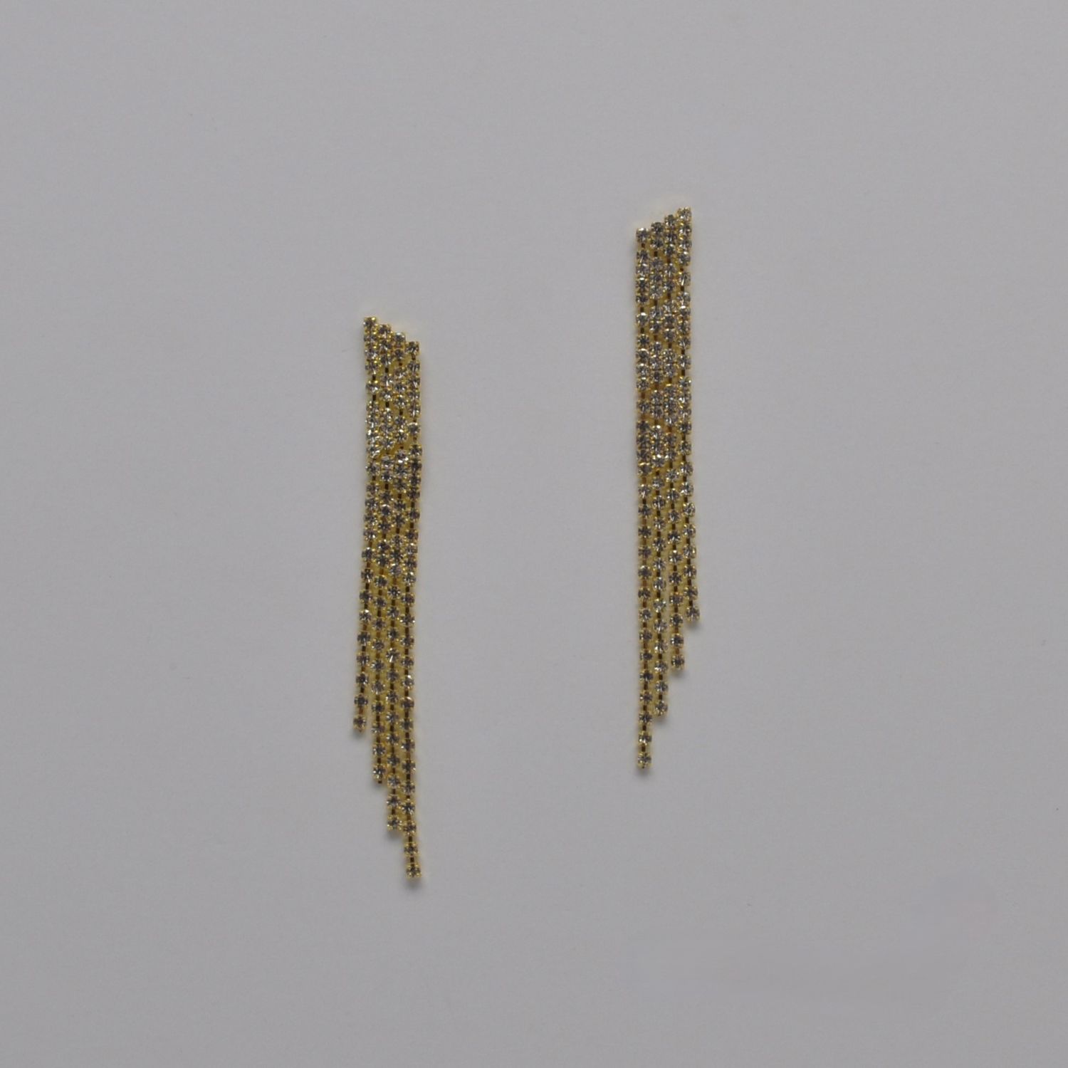 EN6977E1G CLR/G SML STNS 4 LINE TASSL EAR