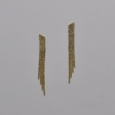 EN6977E1G CLR/G SML STNS 4 LINE TASSL EAR