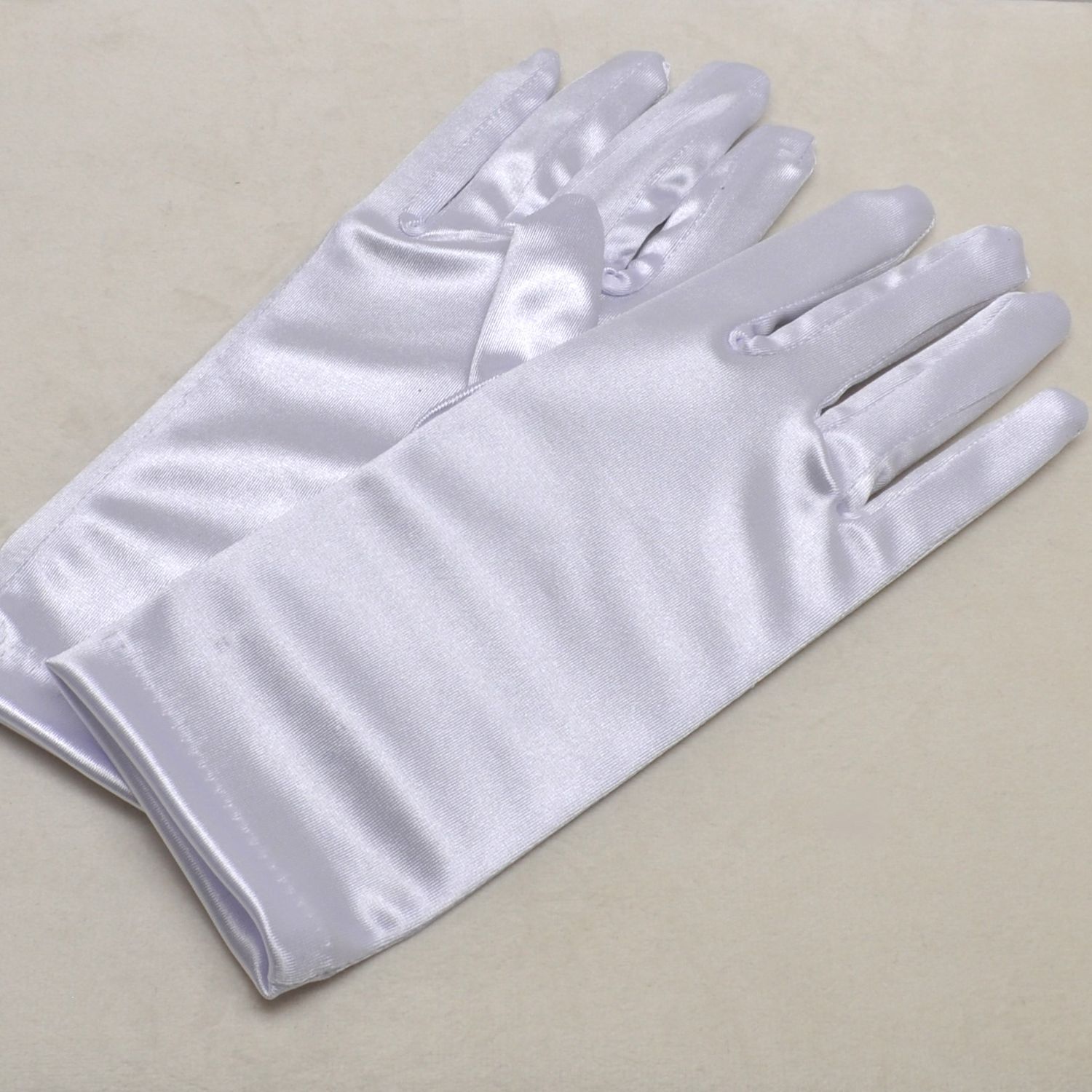 B0102G36 2&quot; WHITE SATIN WRIST GLOVES