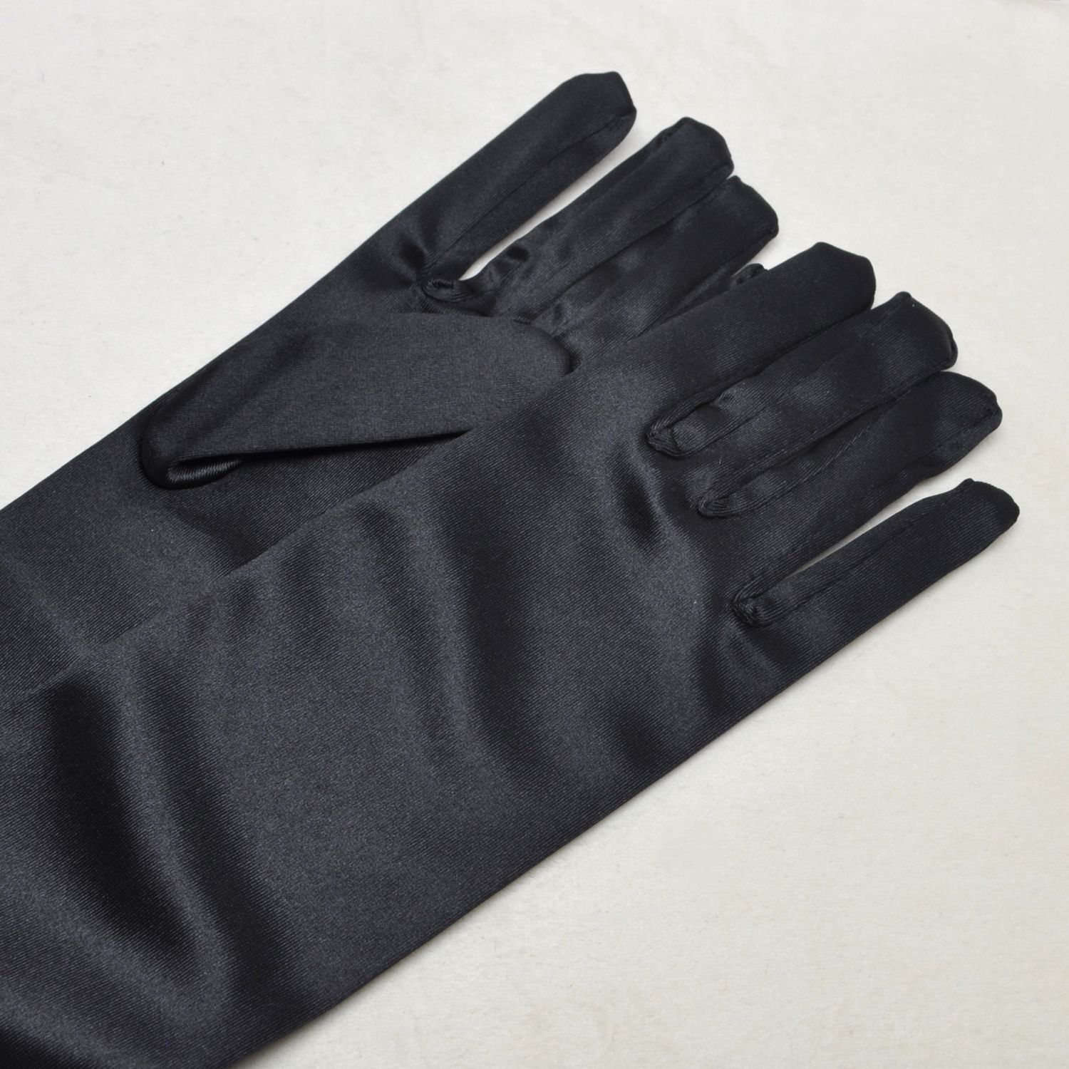 B0116G35 16&quot; BLACK SATIN GLOVES