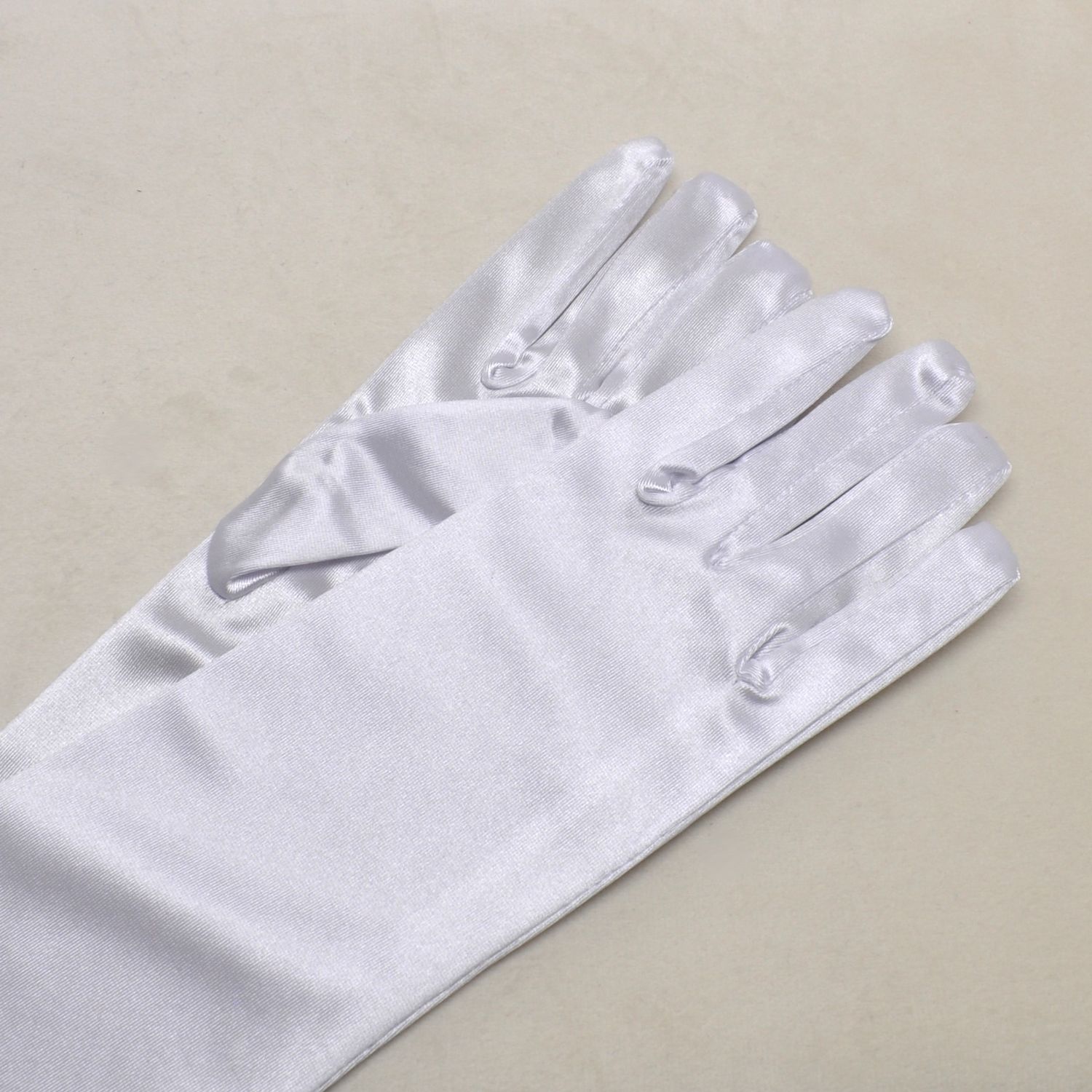 B0112G36 12&quot; WHITE SATIN GLOVES