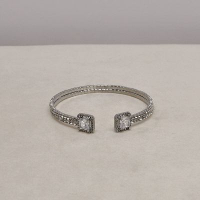 LD1269B1S CZ/S 2 ROW SQUAR STN CUFF BRAC