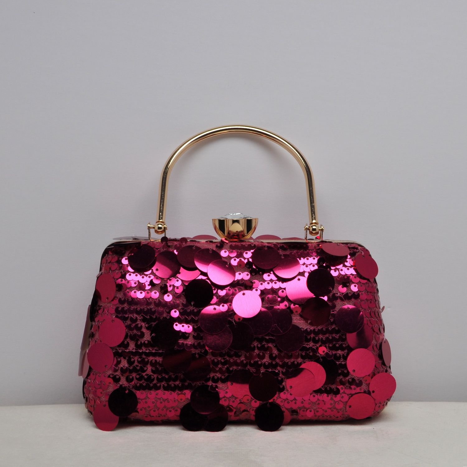 HF0141CROSE ROSE METALIC SEQUINED HNDL PUR