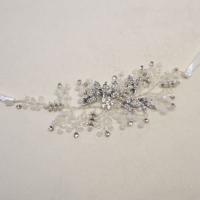 HJ4640H1S CLR/S CRY-BEAD-PRL ON VINE RBBN HDBND