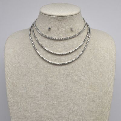 J17845S1S CZ/S 3 ROW RND STN NECK SET
