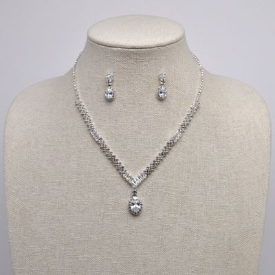CR22350S1S CZ/S ZIG ZAG CRY CHN W/OVAL STN DNG SET