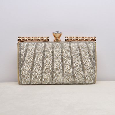 HF0165GOLD PEARLS W/CRY LINES JEWL TOP PUR