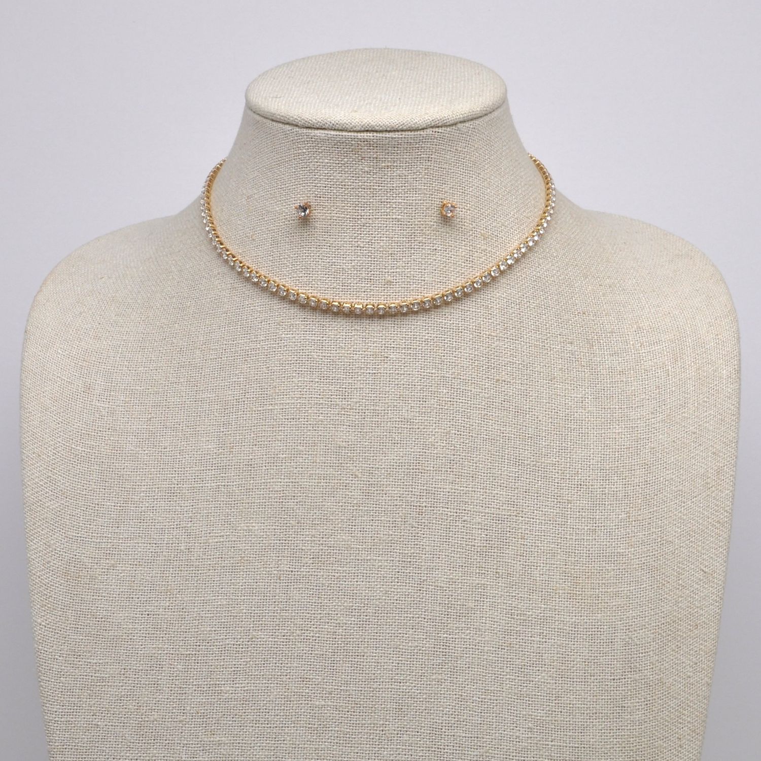 J17843S1G CZ/G 1 ROW RND STN NECK SET
